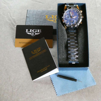 Sportliche LIGE Herrenuhr blau