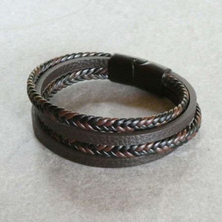 Lederarmband Männer 4 Strings 2 geflochten